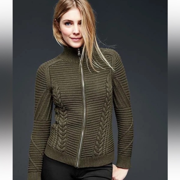 Gap Mock Neck Olive Green Women's Sweater - Picture 1 of 12